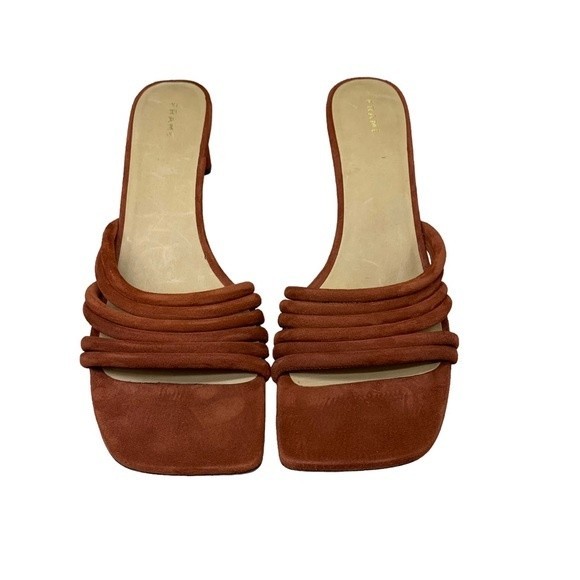 NEW Frame Le Tonga Mules Slides Brick Brown Heels 40.5 / 10 Strappy Sandals - Picture 2 of 9